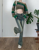 Flare Jeans Women Skinny High Waist Aesthetic Y2k Clothes Denim Trousers Vintage Washed Retro Mopping Korean Fashion Street New