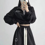 Women Y2k Tracksuit Sweatpants 2 Pieces Sets Womens Hoodies and Trousers Sports Suit Zip Crop Top Sweatshirts Pants Outfits