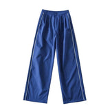 White Black Sports Tracksuits Set Women Windbreak Fast Dry Cropped Zip Up Jackets Coat Top Wide Leg Baggy Pants Trousers
