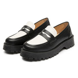 woloong  Spring Shoes Female British Style New Thick-soled College Style Casual Loafers Genuine Leather Fashion Shoes Girls