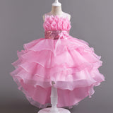 Sparkling Princess Ruffle Dress - Flouncy Tulle Gown with Glitter Sequins & Multi-Layer Organza Trail - Perfect for Girls Formal Events & Pageants