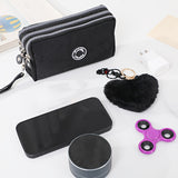 Three Zipper Clutch Wallet, Women Multi Layer Coin Purse, Versatile Wristlet Mobile Phone Bag