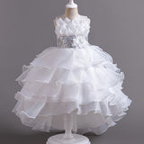 Sparkling Princess Ruffle Dress - Flouncy Tulle Gown with Glitter Sequins & Multi-Layer Organza Trail - Perfect for Girls Formal Events & Pageants