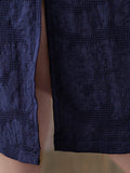 woloong Original Solid Jacquard Short Sleeve Midi Dress