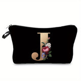 woloong  Flower & Letter Print Cosmetic Bag, Zipper Portable Makeup Pouch, Lightweight Coin Purse