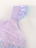 Stunning Mermaid Princess Tutu Dress - Sparkling Sequin, Flutter Trim, Sleeveless Design - Perfect for Party, Christmas, Halloween, Mardi Gras, Carnival, Performance, and Gift Giving