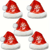 5-Pack Festive Christmas Santa Hat Balloons, Red Snowflake Design, Aluminum Foil Helium Party Decorations for Holiday Celebrations