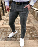 Mens Pants Y2k mens plain elastic dress pants slim Leggings tapered plaid business casual 230718