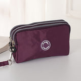 Three Zipper Clutch Wallet, Women Multi Layer Coin Purse, Versatile Wristlet Mobile Phone Bag