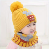 2pcs Children's Hat + Scarf Set Thickened Warm Knitted Hat Set