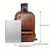 Small Black Sling Crossbody Backpack Shoulder Bag for Men Women Vintage PU Leather Sling Backpack Cycling