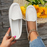 Women's Flower Pattern Loafers, Casual Slip On Faux   Shoes, Lightweight & Comfortable Flats