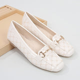 Women Chain Decor Flat Shoes, Fashion Solid Color Flats, Soft Sole Faux Patent   Flat Loafers, Women's Footwear