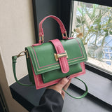 Fashion-Forward Color Blocking Crossbody Bag - Stylish Square Flap with Spacious Compartments - Versatile Daily Shoulder Bag for Chic Women