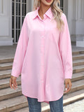 woloong Split-Joint Loose Long Sleeves Lapel Blouses