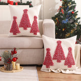 2pcs Canvas Christmas Tree Embroidery Throw Pillow Covers, Printed Pillowcase for Home, Room, Bedroom, Living Room, Car, Sofa Decor