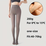 Women's High-Waist Fleece-Lined Tights, Polyester and Spandex Blend, Solid Color Knit Fabric, Warm and Elastic, Hand Washable - 1 Pair