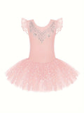 Elegant & Sparkling Girls’ Ballet Tutu Dress – Sequined Performance Wear with Rhinestone Detail, Stretchy and Versatile for Parties & Dance