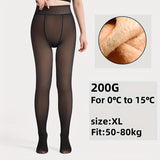 Women's High-Waist Fleece-Lined Tights, Polyester and Spandex Blend, Solid Color Knit Fabric, Warm and Elastic, Hand Washable - 1 Pair