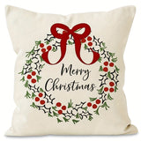 4pcs Rustic Country Traditional Christmas Pillow Covers, 18x18inch, Floral Pattern, Polyester, Zipper Closure, Machine Washable, for Home Sofa & Couch Decor