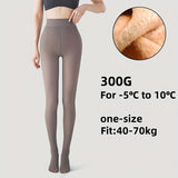 Women's High-Waist Fleece-Lined Tights, Polyester and Spandex Blend, Solid Color Knit Fabric, Warm and Elastic, Hand Washable - 1 Pair