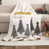 2pcs Canvas Christmas Tree Embroidery Throw Pillow Covers, Printed Pillowcase for Home, Room, Bedroom, Living Room, Car, Sofa Decor