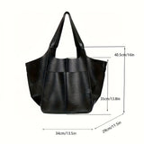 Large Capacity Retro Tote Bag - Spacious Interior, Versatile Shopping Bag, Premium PU Leather - Embracing Minimalist Chic with a Timeless Design