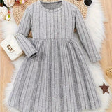 Cozy Rib-Knit Sweater Dress for Girls - Soft, Long Sleeve, Ruffle Detail, Warm Pullover for Winter - Elegant and Classic Style