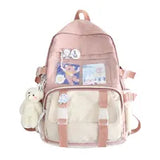 Backpack Women Waterproof Teenager Girl Kawaii Book Bag 15 inches Laptop Rucksack Cute Student SchoolBag rucksack with pendant