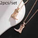 2pcs/set Retro Fashion Personality Western Cowboy Boots Pendant Necklace Men And Women European And American High-End Clavicle Chain