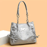 Large Capacity Stylish Tote Bag with Butterfly Charm - Fashion Nylon Shoulder Bag for Daily Chic Style - Durable & Spacious