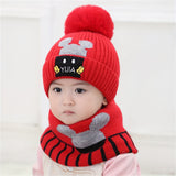 2pcs Children's Hat + Scarf Set Thickened Warm Knitted Hat Set