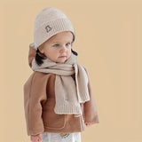 2pcs Kids' Cozy Knit Hat & Scarf Set - Warm, Stretchy Polyester for Boys & Girls Ages 3-8, Perfect for Outdoor Play & Thanksgiving