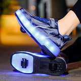 Roller Skateboard Shoes for Girls - Trendy, Cool, Low-Top Design with USB Light, Anti-Slip Retractable Wheels for Indoor and Outdoor Use, All Seasons