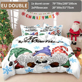 3-Piece Christmas Gnome Duvet Cover Set - Digital Print Zipper Closure - 100% Polyester Sanded Fabric - Machine Washable - All-Season Bedding with 2 Pillowcases - No Duvet Insert - 90g Square Weight