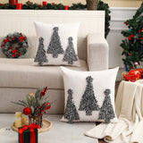 2pcs Canvas Christmas Tree Embroidery Throw Pillow Covers, Printed Pillowcase for Home, Room, Bedroom, Living Room, Car, Sofa Decor