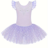 Elegant & Sparkling Girls’ Ballet Tutu Dress – Sequined Performance Wear with Rhinestone Detail, Stretchy and Versatile for Parties & Dance