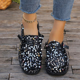 Stylish Sequin Embellished Loafers - Women's Fashion Round Toe Flat Shoes for Casual Party Occasions - Sparkling Comfortable Low Top Slip-Ons with Soft Insoles