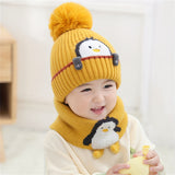 2pcs Children's Hat + Scarf Set Thickened Warm Knitted Hat Set