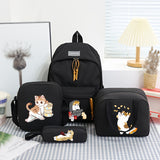 4pcs Adorable Cat Pattern Backpack Set - Travel Daypack & School Style - Includes Lunch Box Bag, Crossbody Bag & Pencil Case