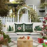 4pcs Winter Christmas Pillowcase Set - Cozy Green & White with Festive Tree and Car Designs, Zip Closure, Machine Washable - Perfect for Sofa, Bedroom, Living Room Decor