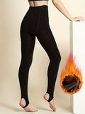 Women's Fleece-Lined Thermal Leggings - Slimming, Warm Tights For Fall/Winter, Solid Color