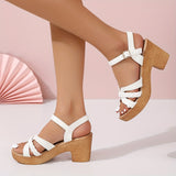 Chic Womens Block Heeled Sandals - Fashionable Braided Ankle Strap Platform Heels - Perfect for Evening Out, All-Match Style
