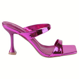 Mid Heel Stiletto Open-Toe Slip-On Sandals - Comfortable Fashion Shoes for Women - Perfect for Spring and Summer Casual Wear