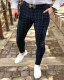 Mens Pants Y2k mens plain elastic dress pants slim Leggings tapered plaid business casual 230718