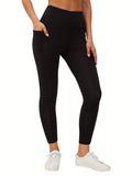 3Pcs Fleece Liner Yoga Pants, High Waist Side Pocket High Stretch Slimming Yoga Leggings, Women's Activewear