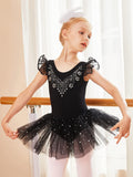 Elegant & Sparkling Girls’ Ballet Tutu Dress – Sequined Performance Wear with Rhinestone Detail, Stretchy and Versatile for Parties & Dance