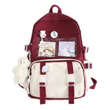 Backpack Women Waterproof Teenager Girl Kawaii Book Bag 15 inches Laptop Rucksack Cute Student SchoolBag rucksack with pendant