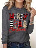 Women's Casual And Fashionable Sports Sweatshirt, Suitable For Autumn And Winter, Comfortable And Soft, Letter And Merry Christmas Theme Pattern