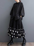 woloong Solid Color Pleated Hollow Buttoned Puff Sleeves Nine-Minute Sleeve Round-Neck Blouses&Shirts Tops